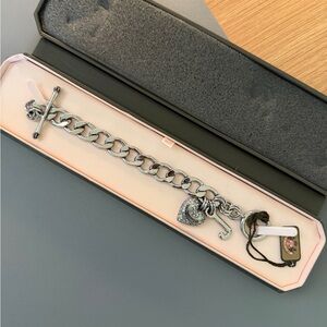 Juicy Silver Toggle Chain Bracelet with Heart Charm